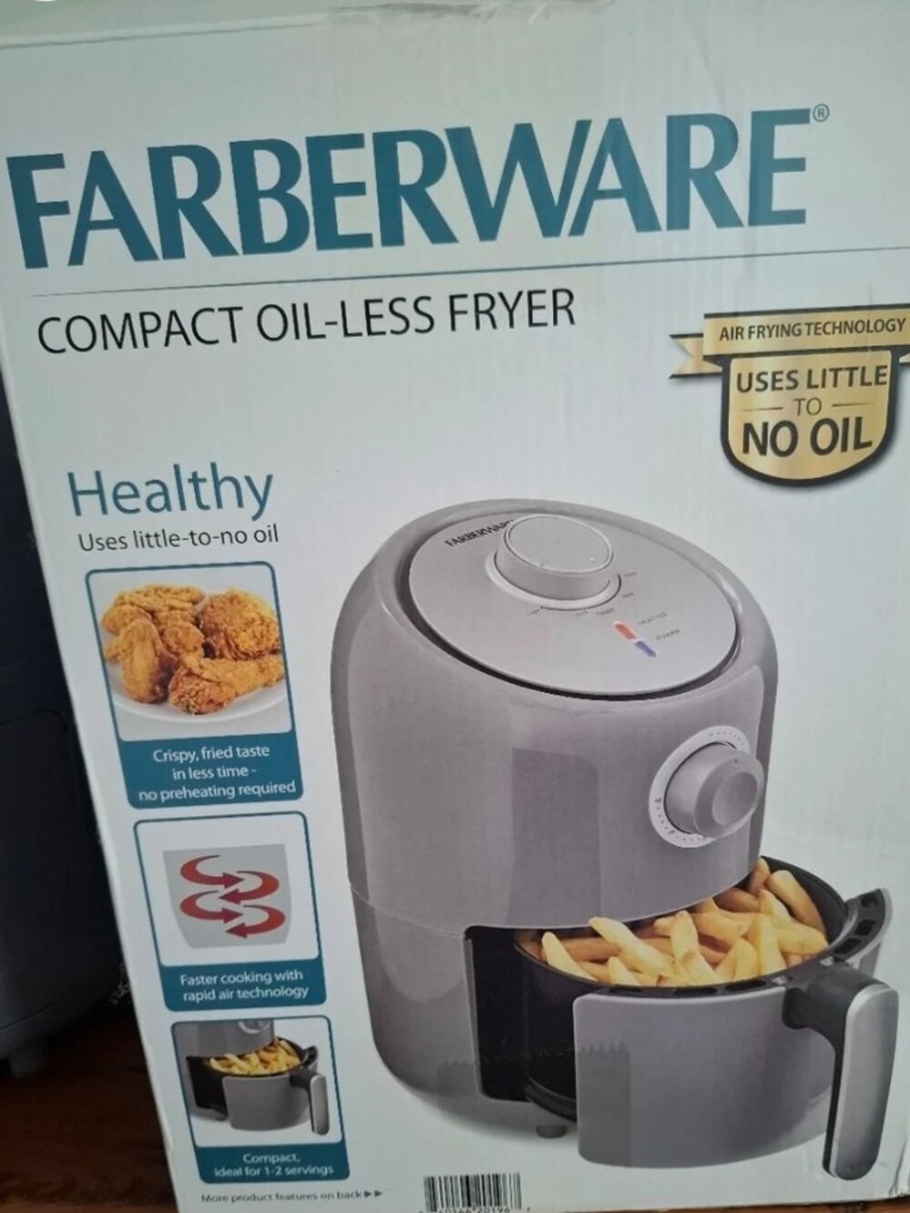 Gray Compact Air Fryer with Timer Dial